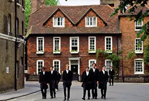 Stock Prints: Eton schoolboys in traditional tailcoats at Eton College boarding school, Berkshire, UK