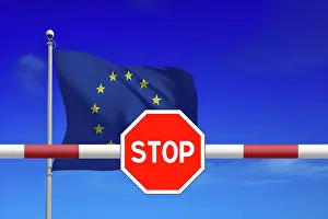 Objekt Prints: europa, grenze, stoppschild, schlagbaum