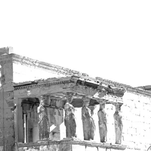 Brick Prints: in europe athens acropolis and sky old towert and marble brick