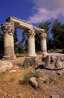 Peloponnese Prints: Europe, Greece, Peloponnese, Corinth. Ruins of Temple of Octavia, ancient Corinth
