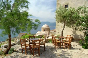 Restaurant Prints: Europe, Greece, Peloponnese, Monemvasia (single entrance)