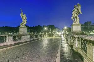 Large Format Prints: Europe, Italy, Rome, Ponte Sant'Angelo at Dawn