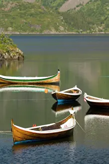 Fishing Boat Prints: Europe, Norway, Lofoten. Traditional wooden fishing boats in the town of Å