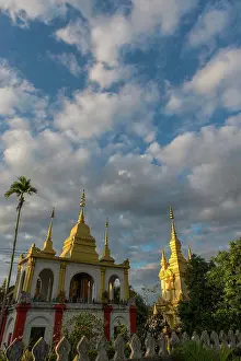 Evening Light Prints: The evening light on the gilded stupa of Wat Prabat Tay (Wat Phra Bat Tai)