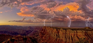 Dramatic Sky Prints: An evening thunderstorm approaching the Grand Canyon in Arizona