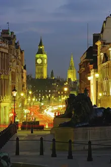 Culture Prints: Evening view from Trafalgar Square down Whitehall with Big Ben in the background