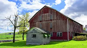 Natural Setting Prints: Explore the Charming Rustic Beauty of an Old Barn at Sunny Slope Farm on a Picturesque Day