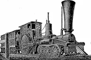 Story Prints: Express train locomotive from 1850