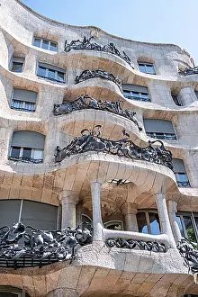 Exterior Photograph Prints: Facade of Casa Mila, La Pedrera, Passeig de Gracia, Barcelona, Catalonia, Spain, Europe