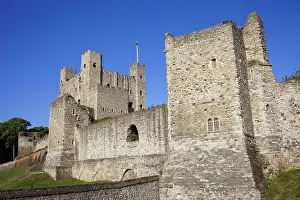 Old Ruin Prints: Facade of a castle, Rochester Castle, Rochester, Kent, England