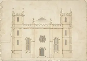 Gothic Prints: Facade of a Gothic Revival Church 1745-76 Attributed to Henry Keene British