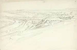 Draughtsman Prints: Face of a high terrace over a landscape with a winding river