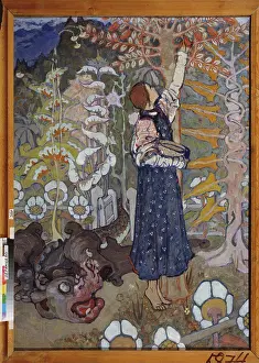 Art Nouveau Prints: A fairy tale (Girl and the beast) by Polenova