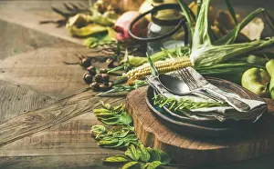 Vegetables Prints: Fall table setting for Thanksgiving celebration