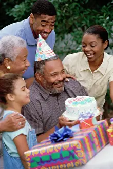 Grandfather Prints: Family at a birthday party