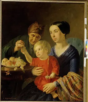 Maternity Prints: Family portrait by Toropov, Foma Gavrilovich (1821-1898)/ State Russian Museum