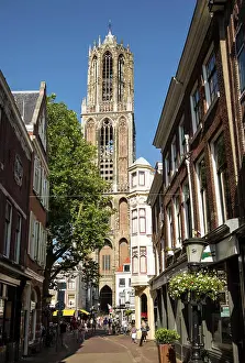 Urban Area Prints: Famous fourteenth century Dom church tower in city of Utrecht, Netherlands