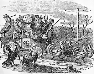 Humor Prints: Fancy Turkey Coach from Peter's Parley's Picture Book, by Samuel Goodrich, 1834