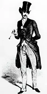 Romanticism Prints: fashion 19th century mens fashion wood engraving 1845