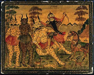 Gouache Prints: Fateh Ali Shāh, in the guise of Rustam