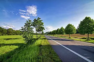 Marker Prints: Empty federal road 64, B 64 between Hoexter and Holzminden