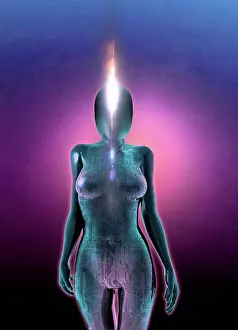 Artificial Intelligence Prints: Female android, illustration