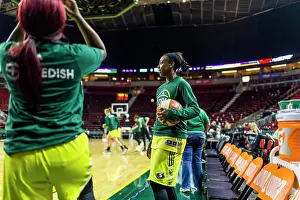 Warming Up Prints: Female basketball players warming up before game, Seattle, Washington, USA