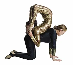 Circus Prints: Female contortionist duo performing