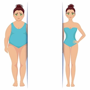 Overweight Prints: Female weight loss, illustration
