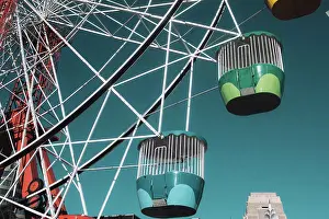 Round Prints: Ferris wheel carriages at an amusement park Sydney Australia