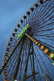 Luminous Prints: Ferris wheel at dusk, fairground