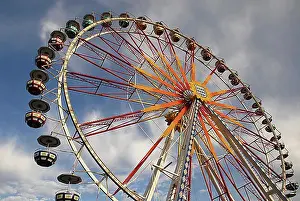 Amusement Rides Prints: Ferris wheel at a funfair, Germany, Europe