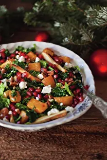 Cheese Prints: Festive kale, roasted sweet potatoes and parsnips salad with Feta cheese