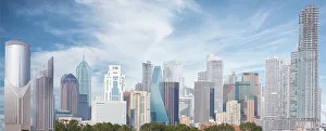 Composite Prints: Fictional skyline created using modern buildings from various parts of the world