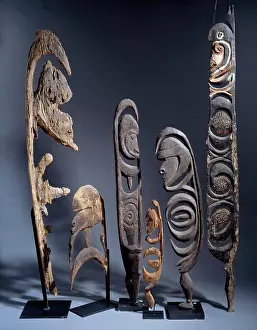 Human Representation Prints: Six Figures: Large Cult, New Guinea