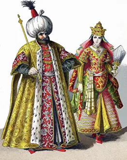 Turkey Prints: These figures represent a Sultan and a Sultana in the Ottoman Empire in 1500