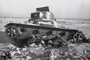 Finland Prints: A Finnish tank destroyed in February 1940. The Winter War, Anonymous