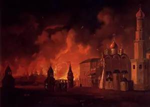 Russia Prints: Fire of Moscow on 15th September 1812 by Smirnov