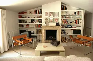 Shelving Prints: Fireplace in modern living room