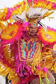 One Mid Adult Man Only Prints: First Nations male dancer in traditional dress