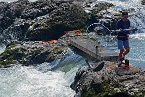 Rope Prints: First Nations man dipnetting for chinook salmon