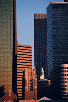 Dallas Prints: First United Methodist Church among skyscrapers in downtown Dallas