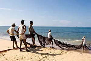 Oceanic Prints: Fishermen pulling big net; Village Bhogwe ; Konkan ; District Sindhudurga ; Maharashtra ; India