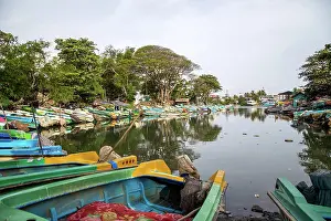2018 Prints: Fishing boats at the shore of Negombo Lagoon Negombo