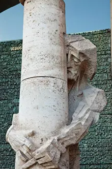 Basilica Prints: Flagellation of Christ statue at a church, Sagrada Familia, Barcelona, Catalonia, Spain
