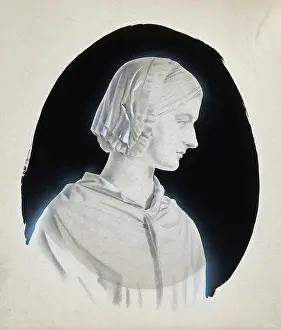 Florence Prints: Florence Nightingale. Pencil drawing with ink and gouache