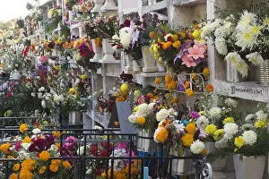 Visit Prints: FLOWER COVERED GRAVES at the local cemetery during the DEAD OF THE DEAD - SAN MIGUEL DE ALLENDE