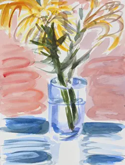 Richard Prints: Flowers in a Glass, 2016, Richard H. Fox (b.1960/American), Watercolor on Paper