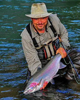 Fly Fishing Prints: Fly Fishing for steelhead on the Copper River in B.C