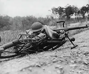 Motorcycle Prints: 'Flying Troops Trains' For A Speedier War - Cyclists swing quickly into action